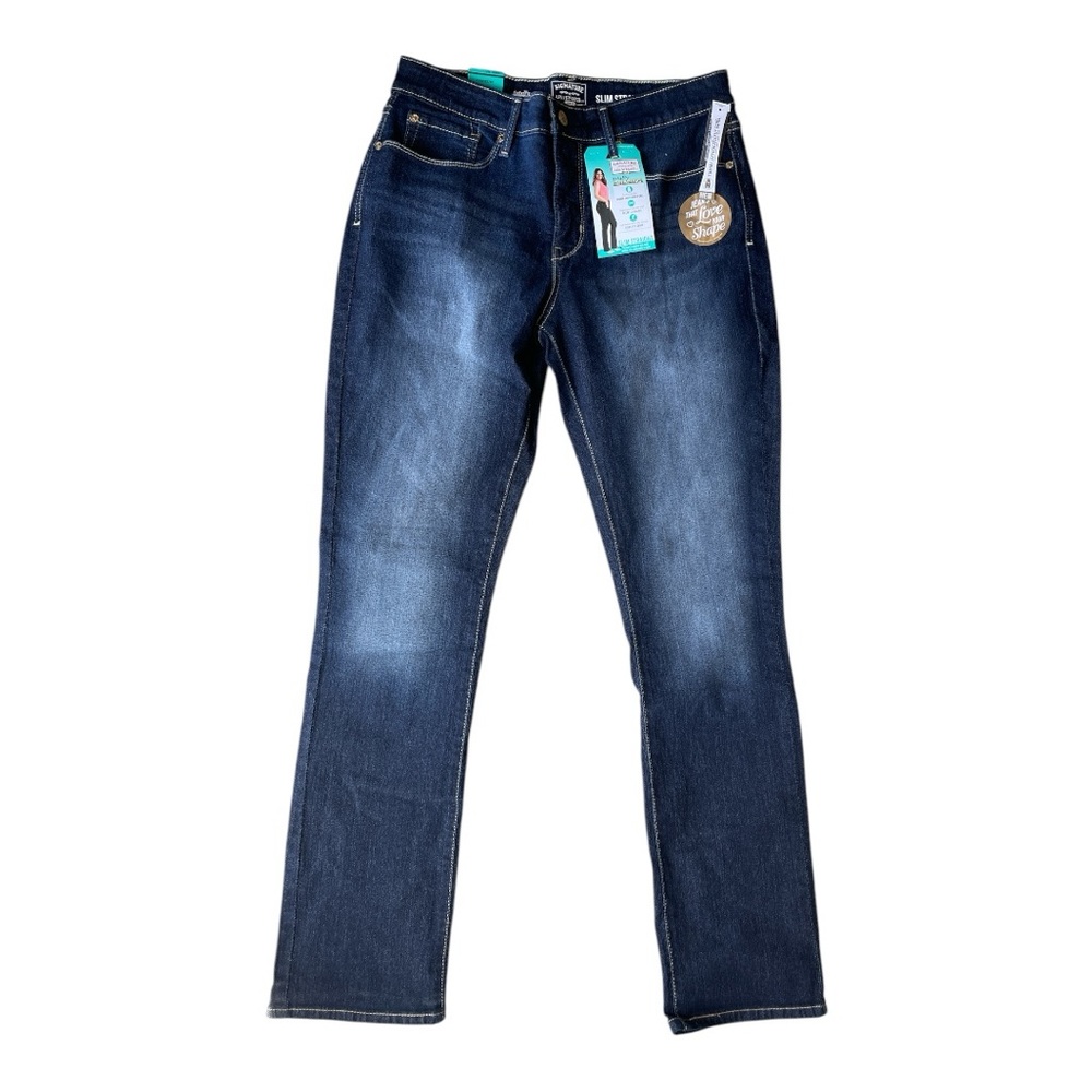 Signature by Levi Strauss Blue Slim Straight Jeans “Totally Shaping” 12 Misses